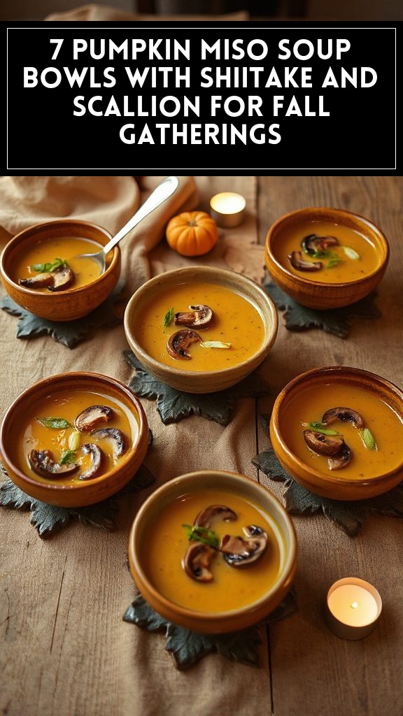 7 Pumpkin Miso Soup Bowls With Shiitake and Scallion for Fall Gatherings