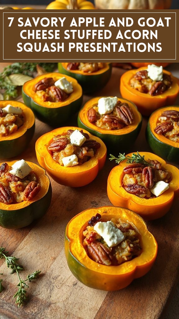 7 Savory Apple and Goat Cheese Stuffed Acorn Squash Presentations